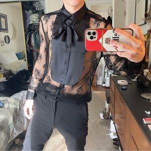 Black Lace Top with Bow